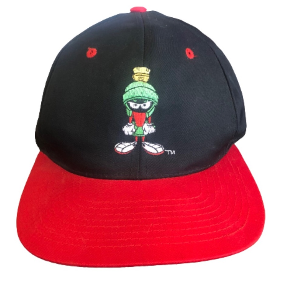 Vintage Looney Tunes Cartoon Marvin the Martian Flat Bill Snap Back Hat Cap